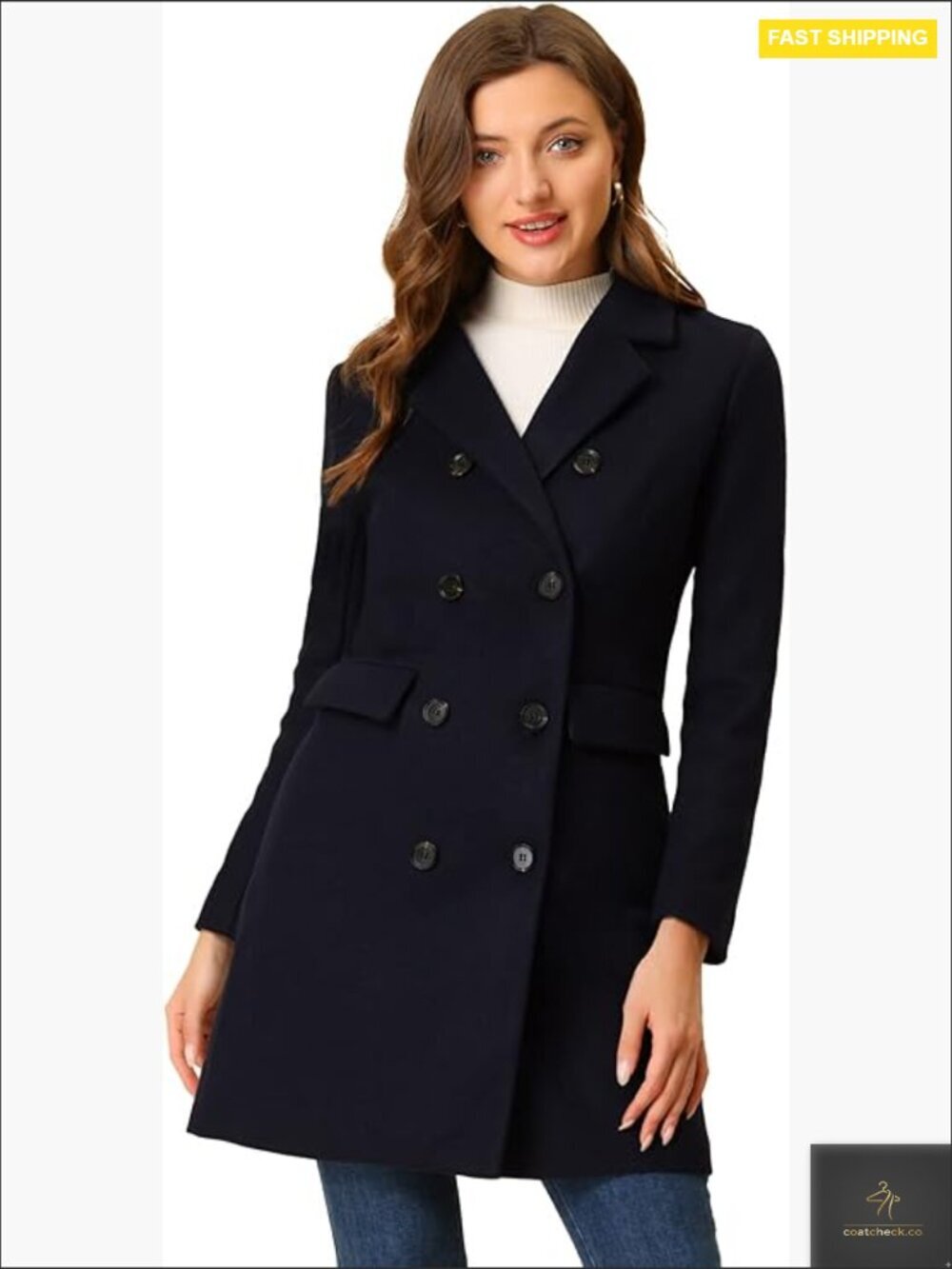 Elegant Notched Lapel Double Breasted Trench Coat Classic Chic Winter Outerwear